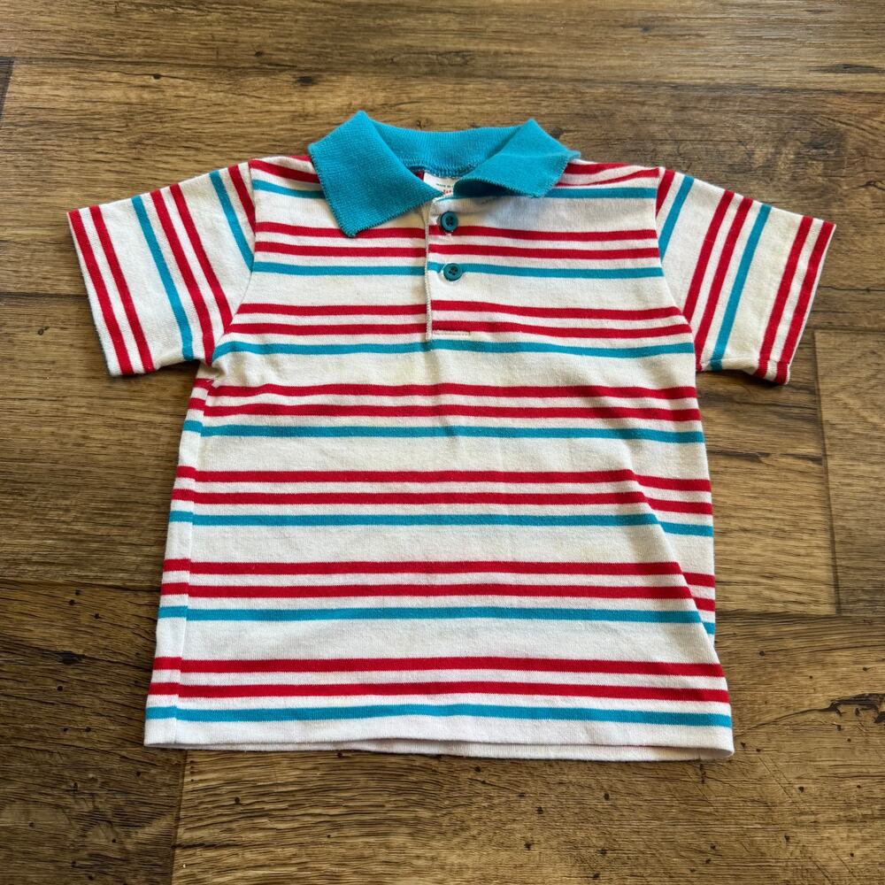 Vintage 80s Healthtex Toddler Striped Polo Shirt